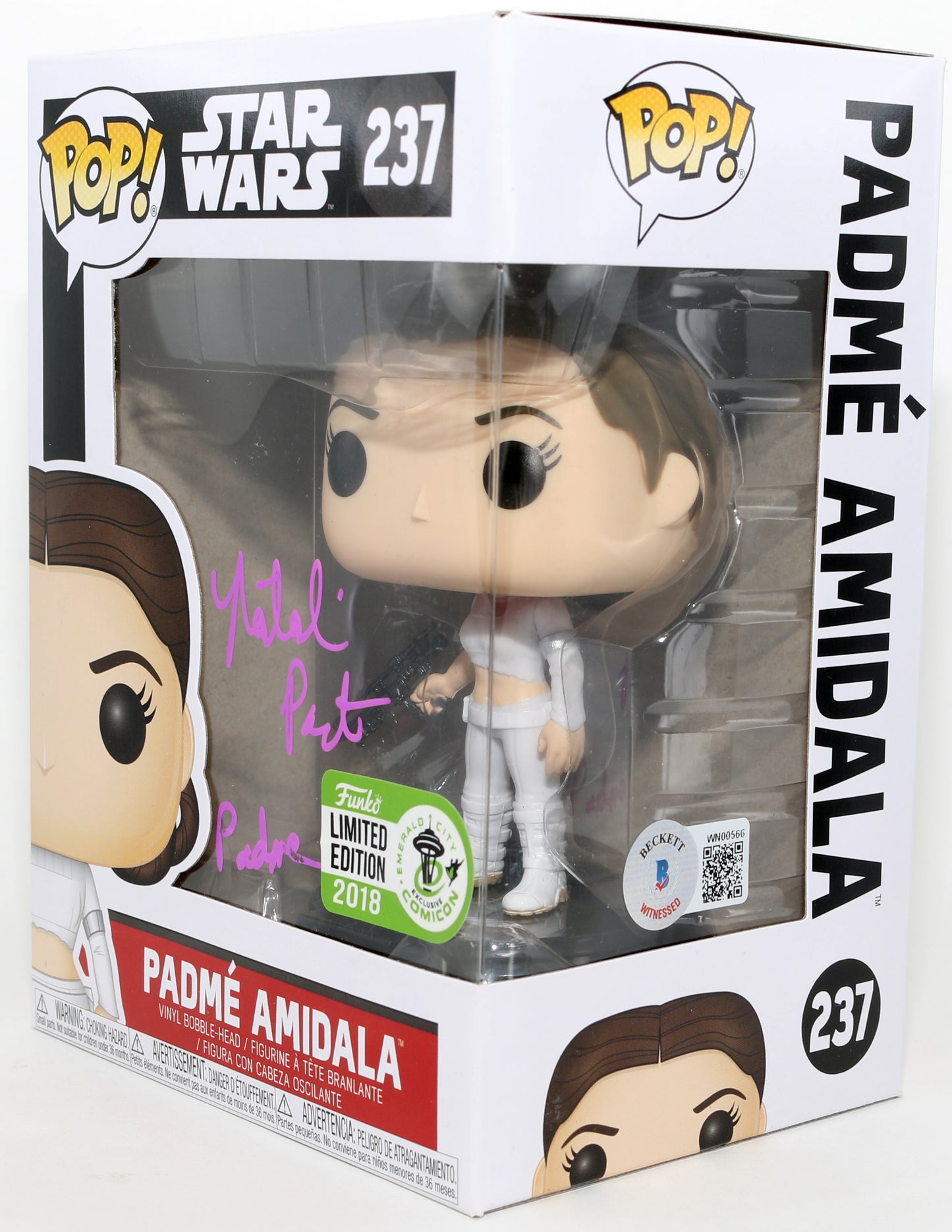 
                  
                    Natalie Portman as Padme Amidala in Star Wars Episode II: Attack of the Clones (Beckett Witnessed) Signed Funko POP! #237 with Character Name
                  
                
