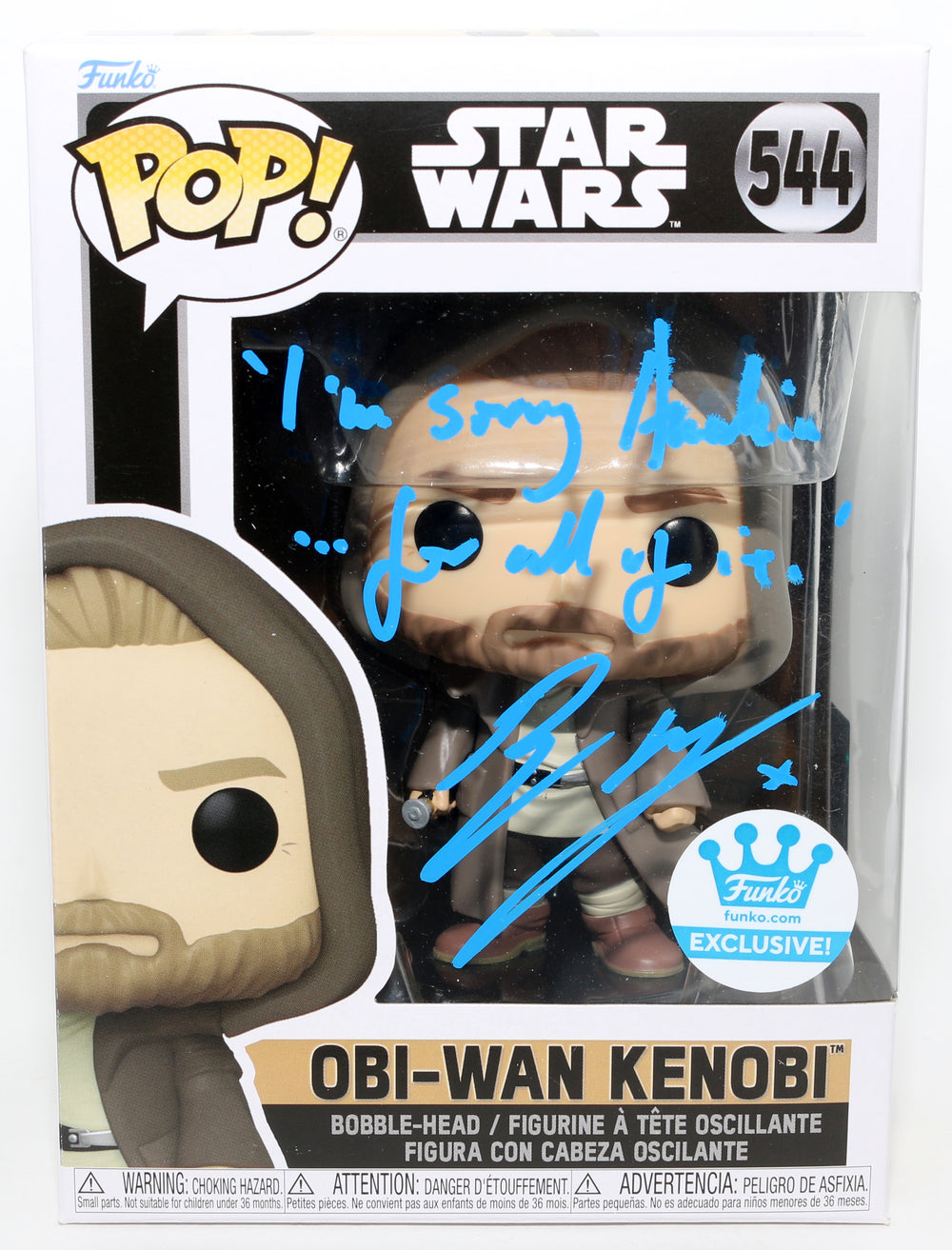Ewan McGrgor as Obi-Wan Kenobi in Star Wars: Obi-Wan Kenobi Funko Store Exclusive (Official Pix) Signed Funko POP! #544 with Quote