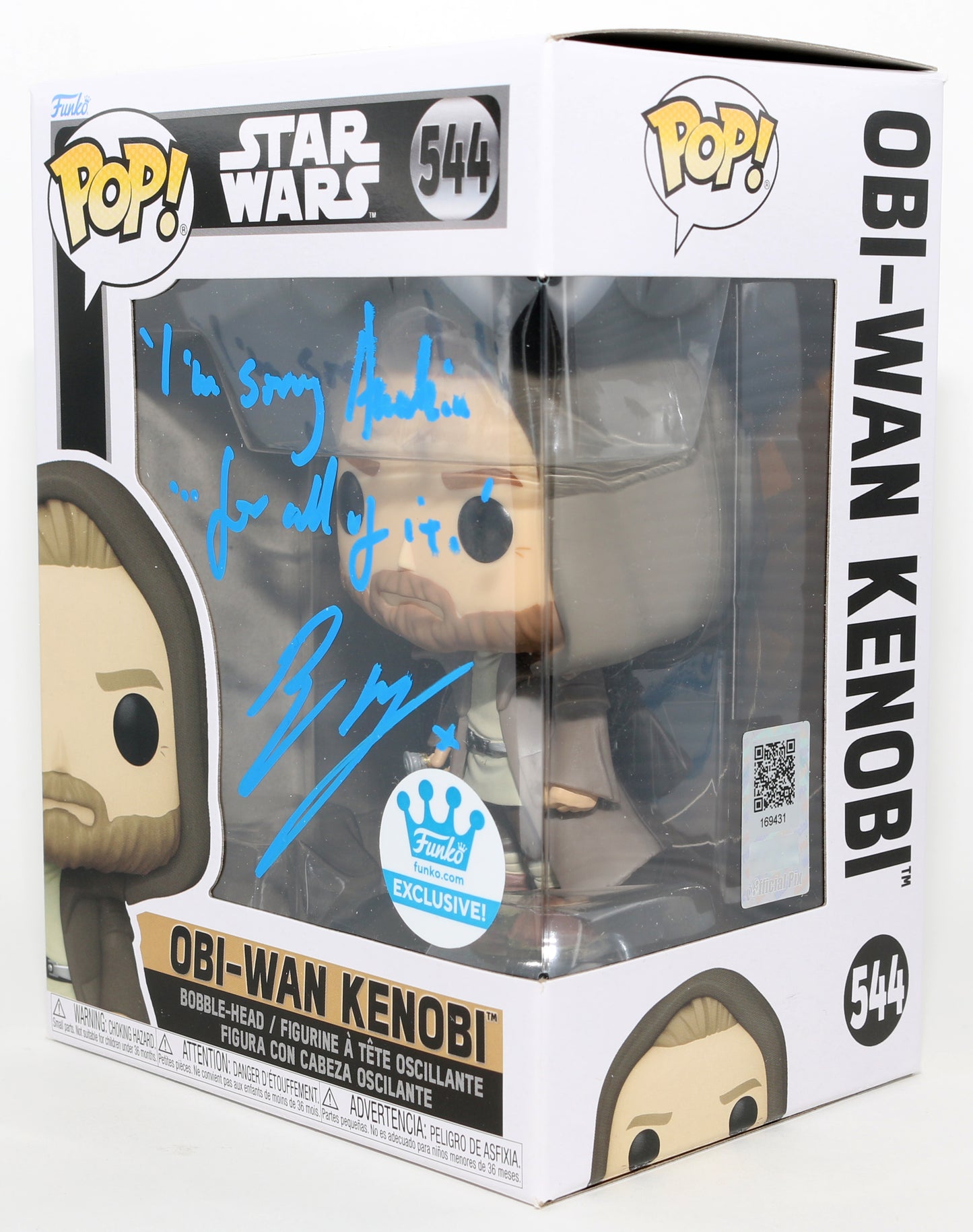 
                  
                    Ewan McGrgor as Obi-Wan Kenobi in Star Wars: Obi-Wan Kenobi Funko Store Exclusive (Official Pix) Signed Funko POP! #544 with Quote
                  
                