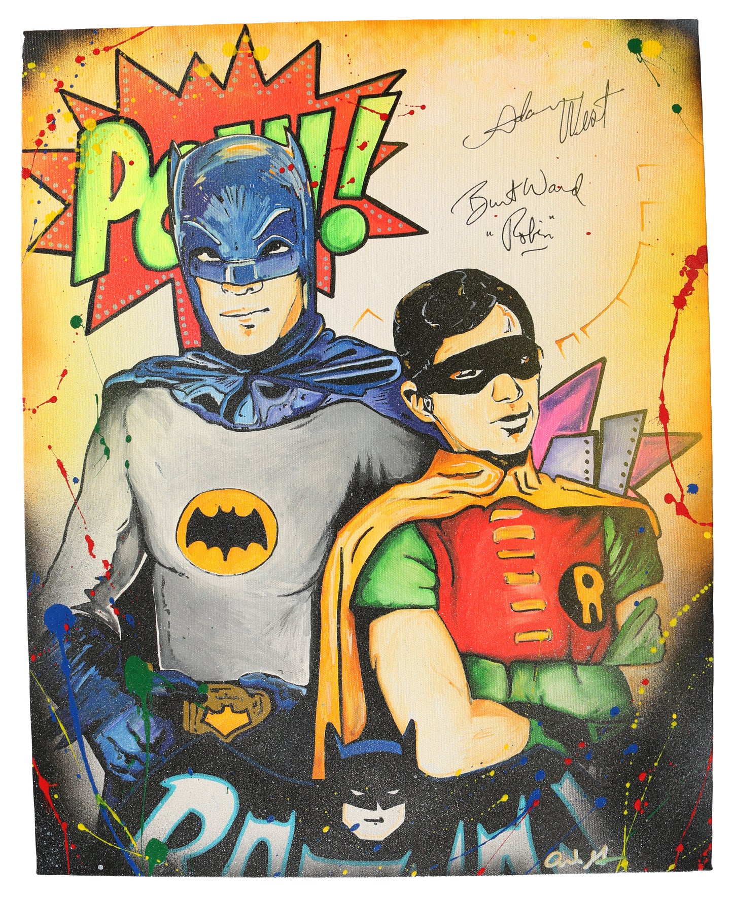 
                  
                    Batman & Robin 1966 16x20 Canvas Original Art by the Artist: Tony Nasa Gramegna Signed by Actors: Adam West & Burt Ward
                  
                