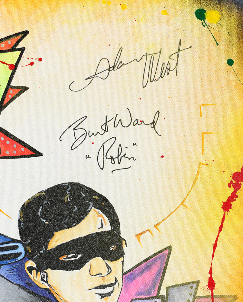 
                  
                    Batman & Robin 1966 16x20 Canvas Original Art by the Artist: Tony Nasa Gramegna Signed by Actors: Adam West & Burt Ward
                  
                