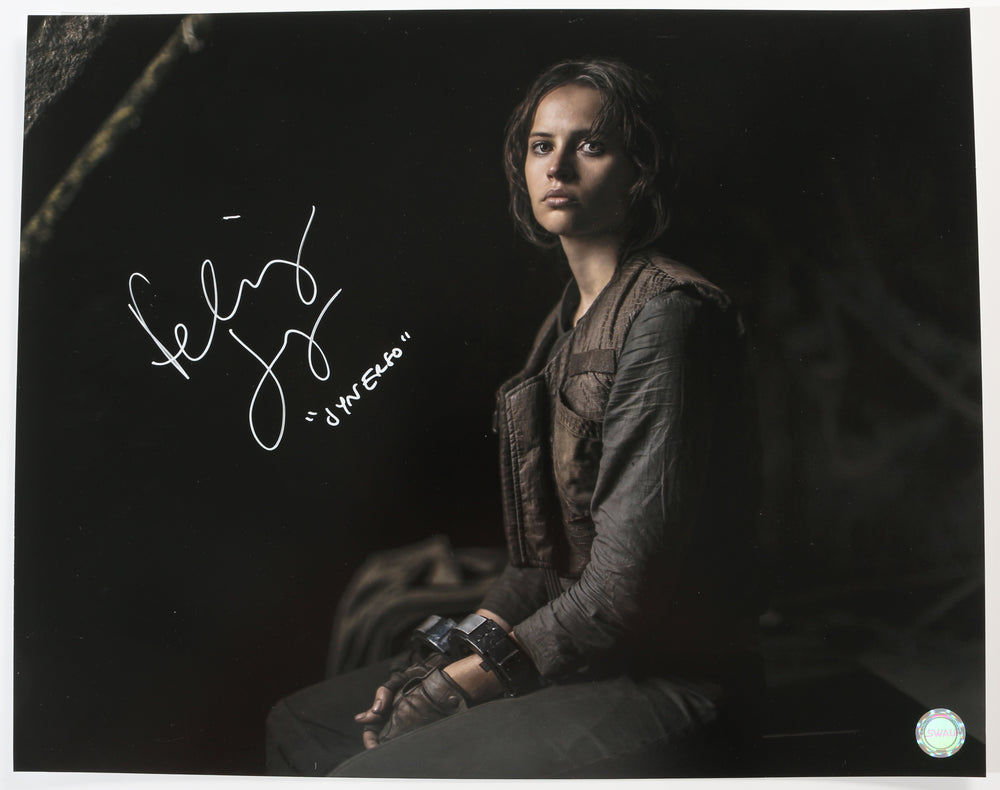 Felicity Jones as Jyn Erso in Rogue One: A Star Wars Story (SWAU) Signed 16x20 Photo with Character Name