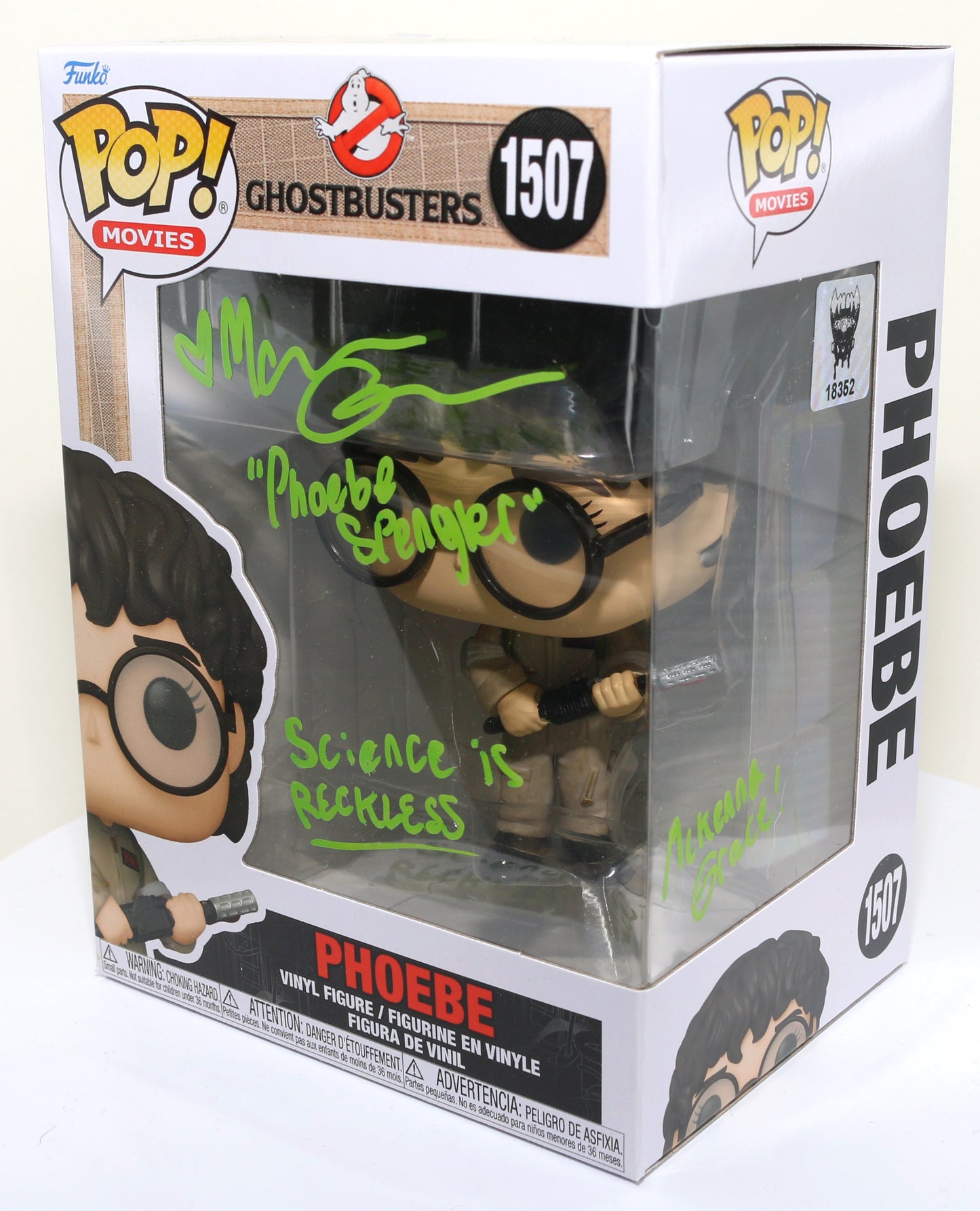 
                  
                    McKenna Grace as Phoebe from Ghostbusters: Afterlife (Monster Mania) Signed Pop! Funko #1507 with Character Name and Quote
                  
                