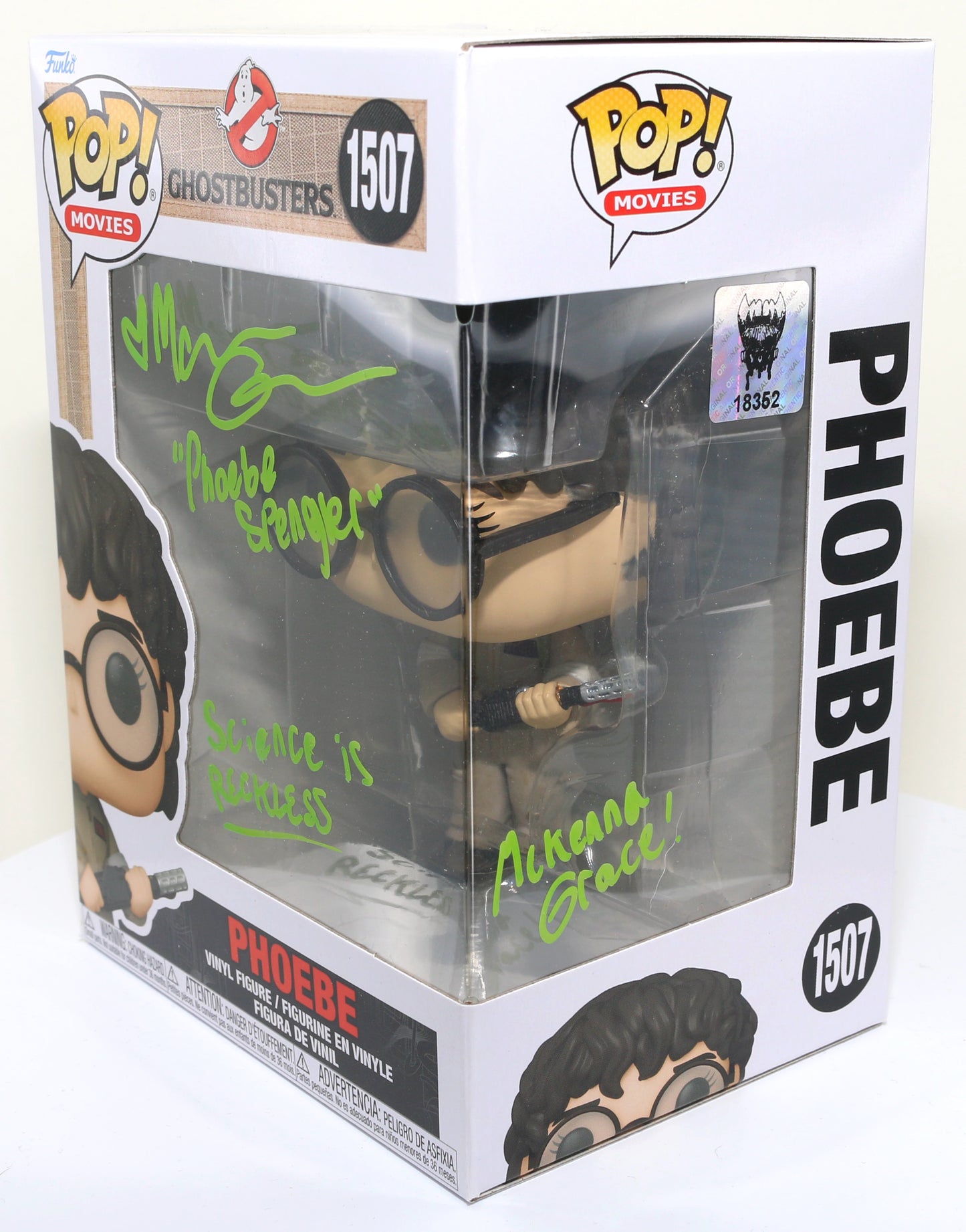 
                  
                    McKenna Grace as Phoebe from Ghostbusters: Afterlife (Monster Mania) Signed Pop! Funko #1507 with Character Name and Quote
                  
                