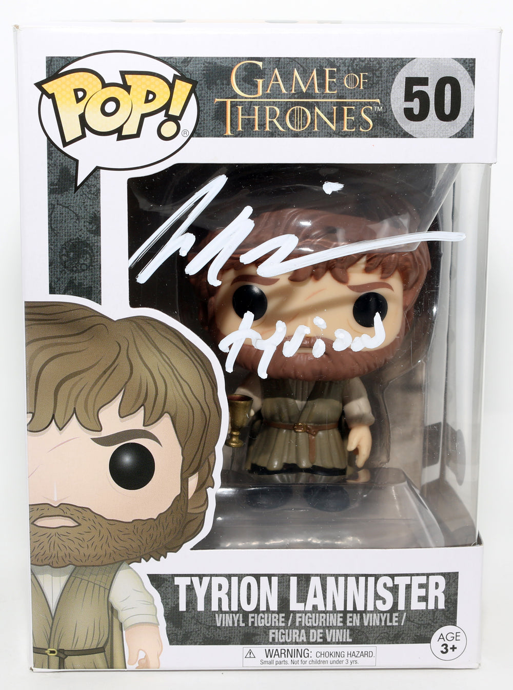 Peter Dinklage as Tyrion Lannister in Game of Thrones (Beckett) Signed Funko POP! #50 with Character Name