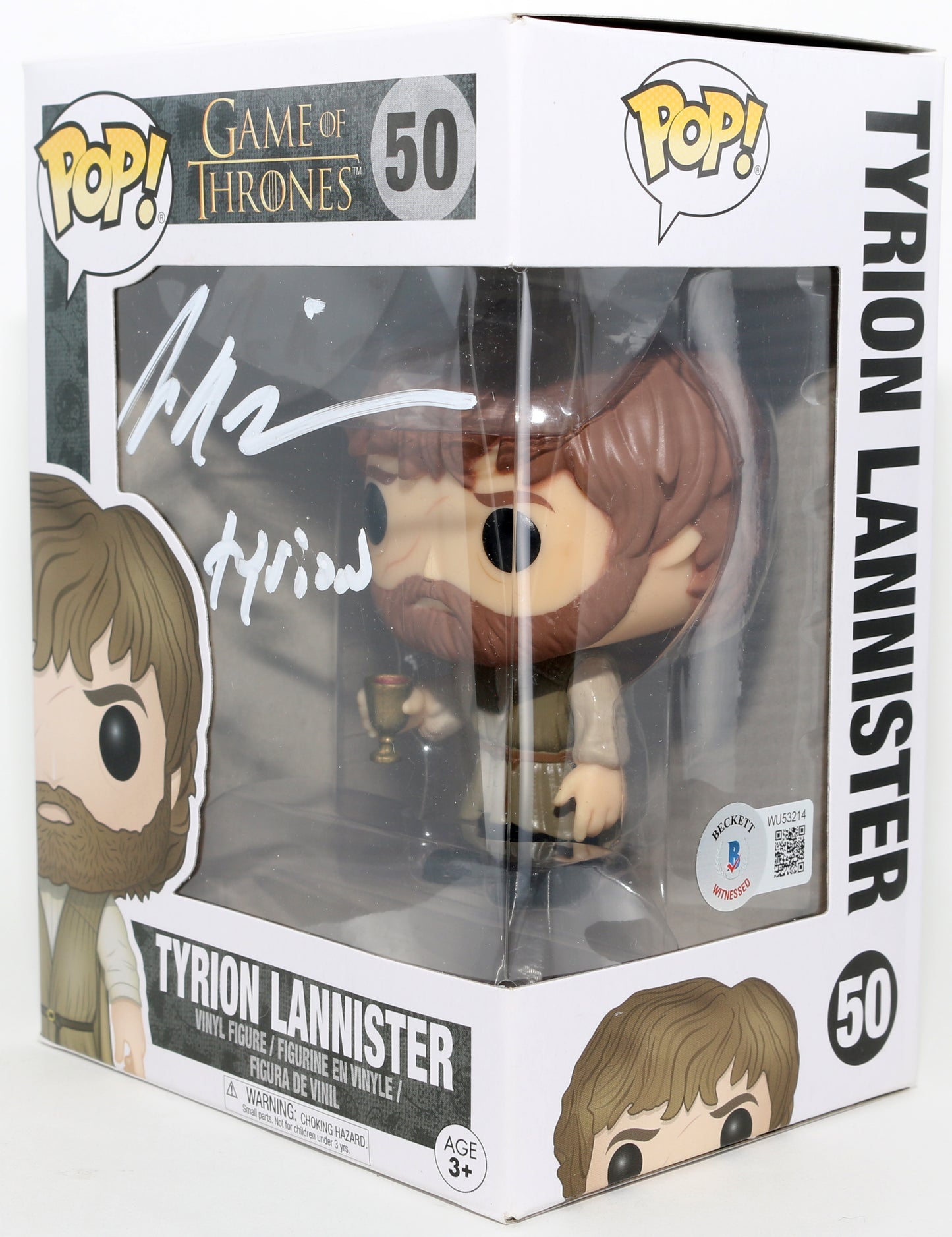 
                  
                    Peter Dinklage as Tyrion Lannister in Game of Thrones (Beckett) Signed Funko POP! #50 with Character Name
                  
                