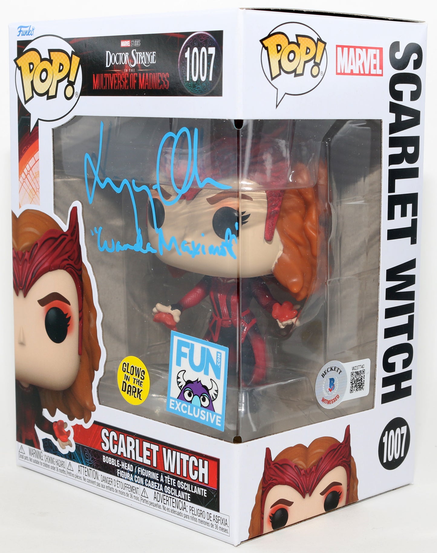 
                  
                    Elizabeth Olsen as Scarlet Witch in Doctor Strange in the Multiverse of Madness Fun Exclusive GITD (Beckett) Signed Funko POP! #1007 With Character Name
                  
                