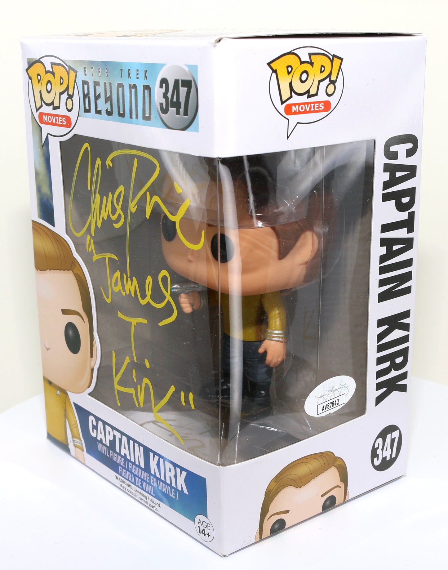 
                  
                    Chris Pine as Captain Kirk from Star Trek: Beyond (JSA) Signed Funko POP! #347
                  
                