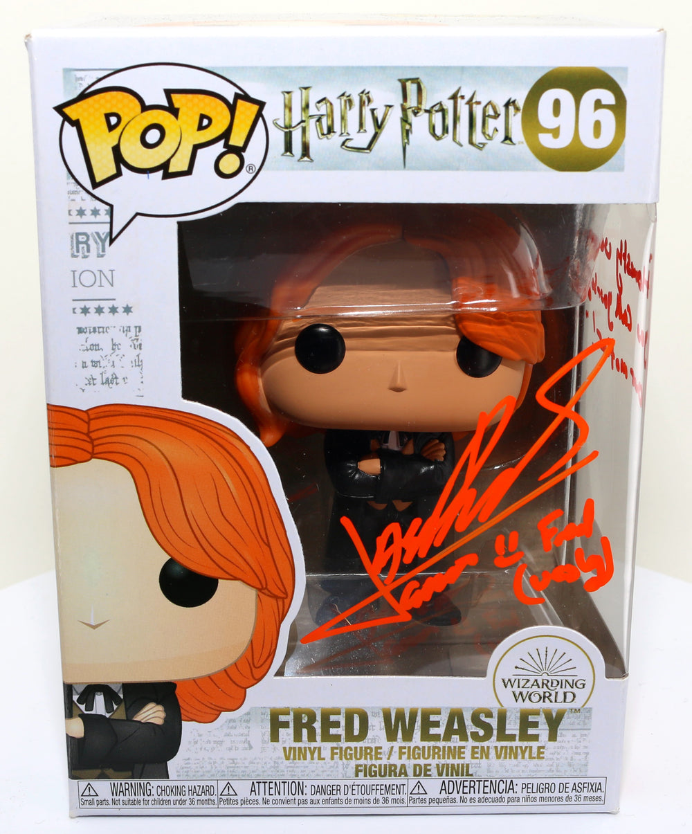 James Phelps as Fred Weasley in Harry Potter (JSA) Signed Funko POP! #96 with Character Name and Quote