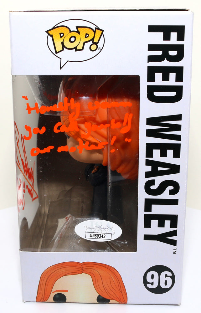 
                  
                    James Phelps as Fred Weasley in Harry Potter (JSA) Signed Funko POP! #96 with Character Name and Quote
                  
                