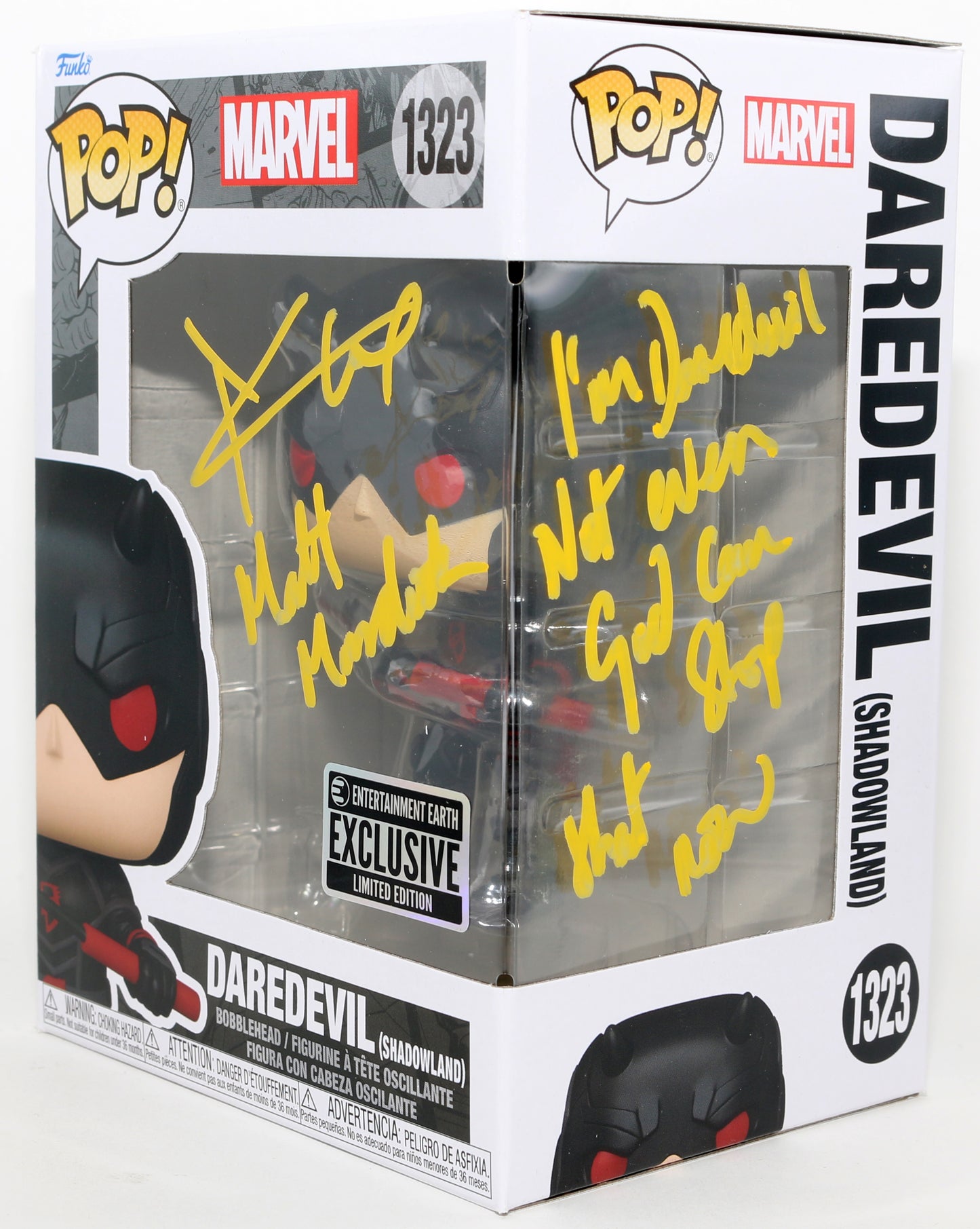 
                  
                    Charlie Cox as Daredevil in Daredevil Entertainment Earth Exclusive Signed Funko POP! #1323 with Character Name & Quote
                  
                