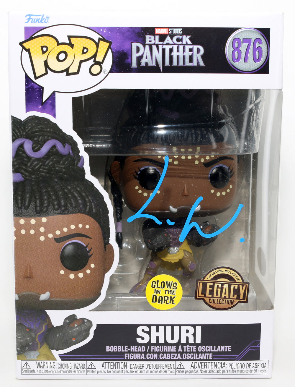 Letitia Wright as Shuri in Black Panther GITD Marvel Legacy Exclusive (JSA) Signed Funko POP! #876