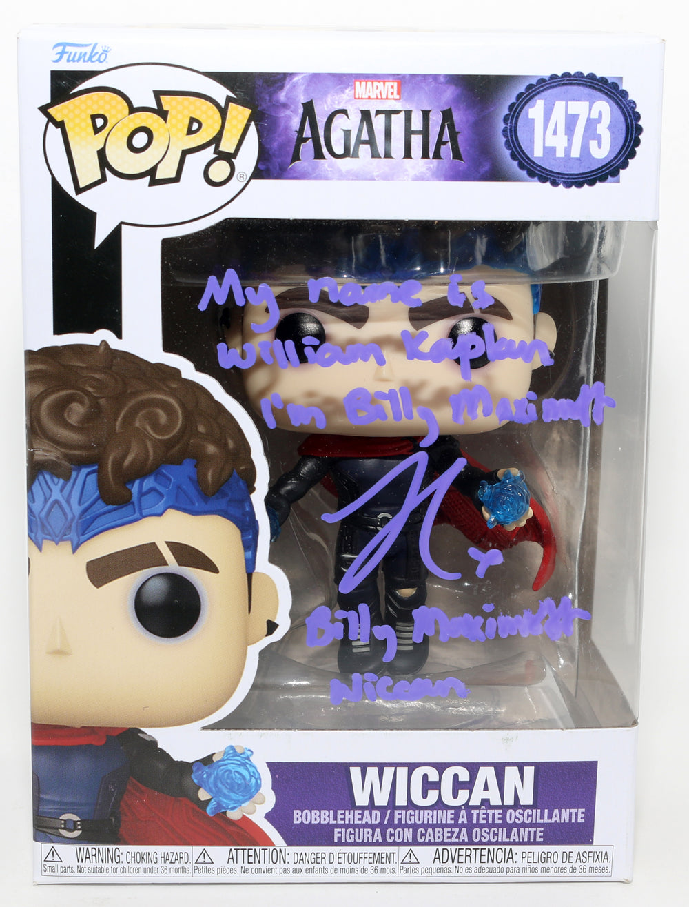Joe Locke as Wiccan in Agatha All Along Signed Funko POP! #1473 with Character Names & Quote