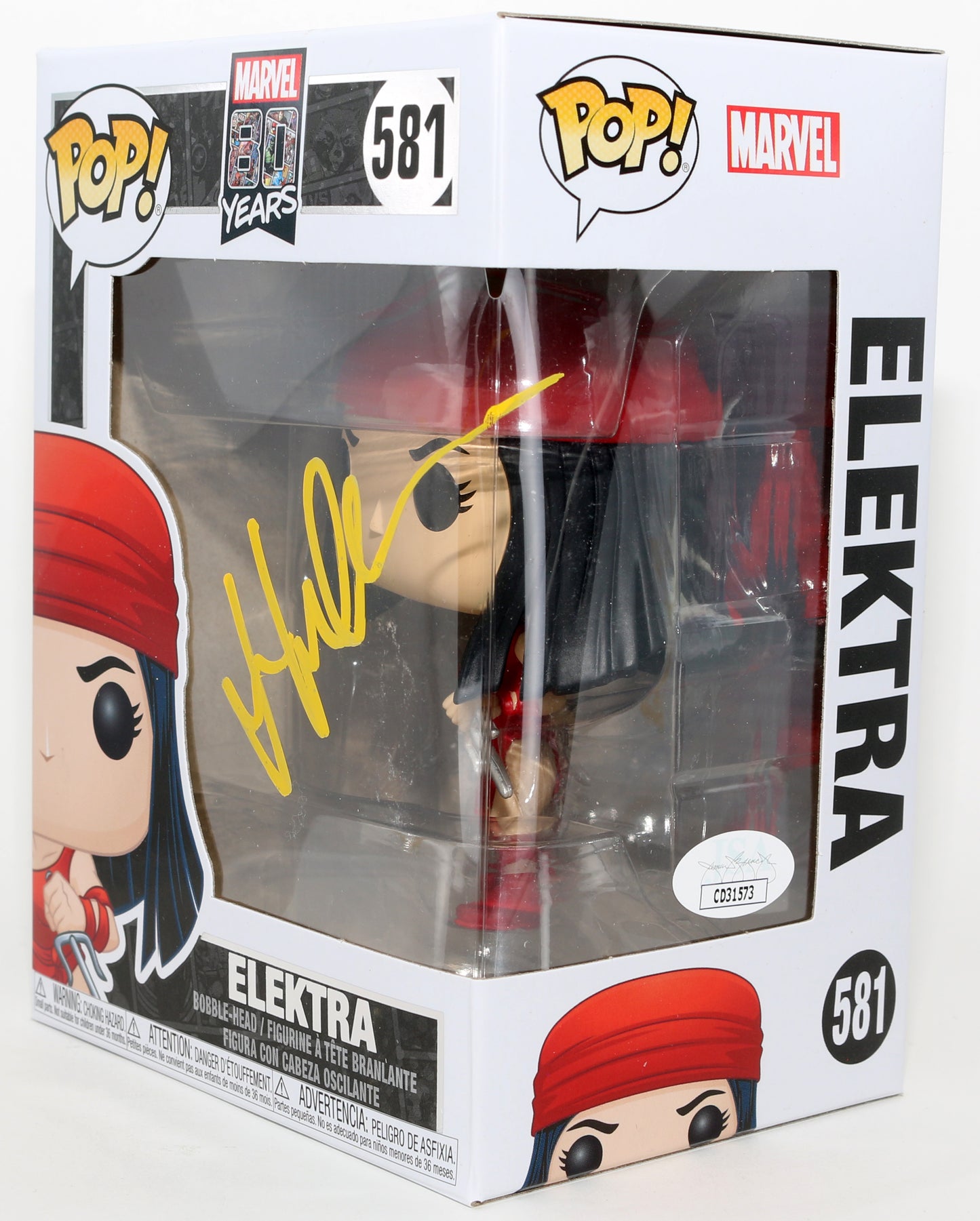
                  
                    Jennifer Garner as Elektra Natchios in Daredevil (JSA) Signed Funko POP! #581
                  
                
