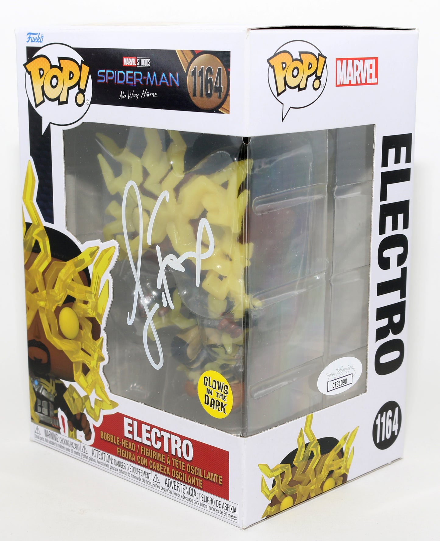 
                  
                    Jamie Foxx as Electro in Spider-Man: No Way Home GITD (JSA) Signed Funko POP! #1164
                  
                