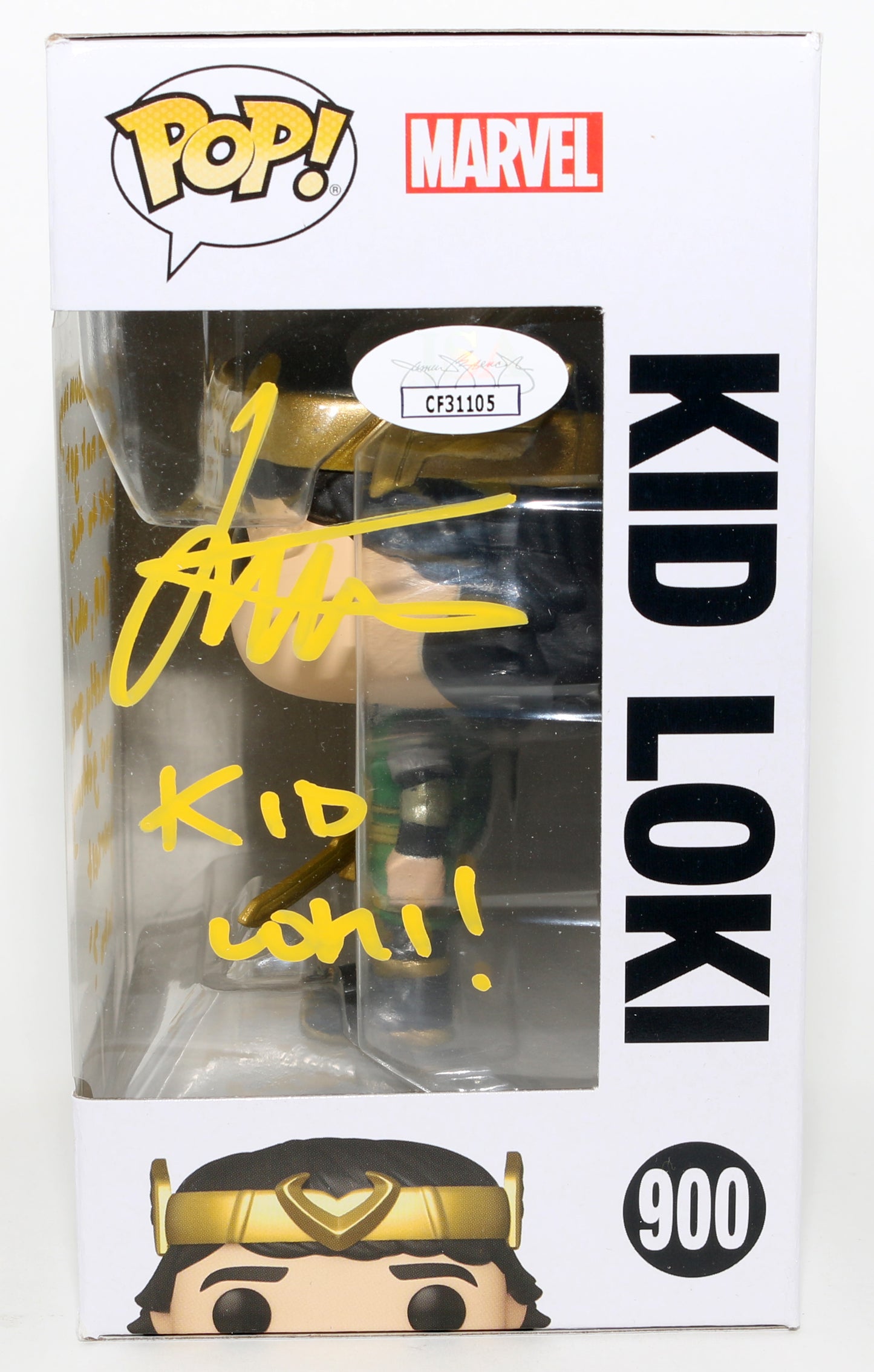 
                  
                    Jack Veal as Kid Loki in Loki (JSA) Signed Funko POP! #900 with Character Name & Quote
                  
                