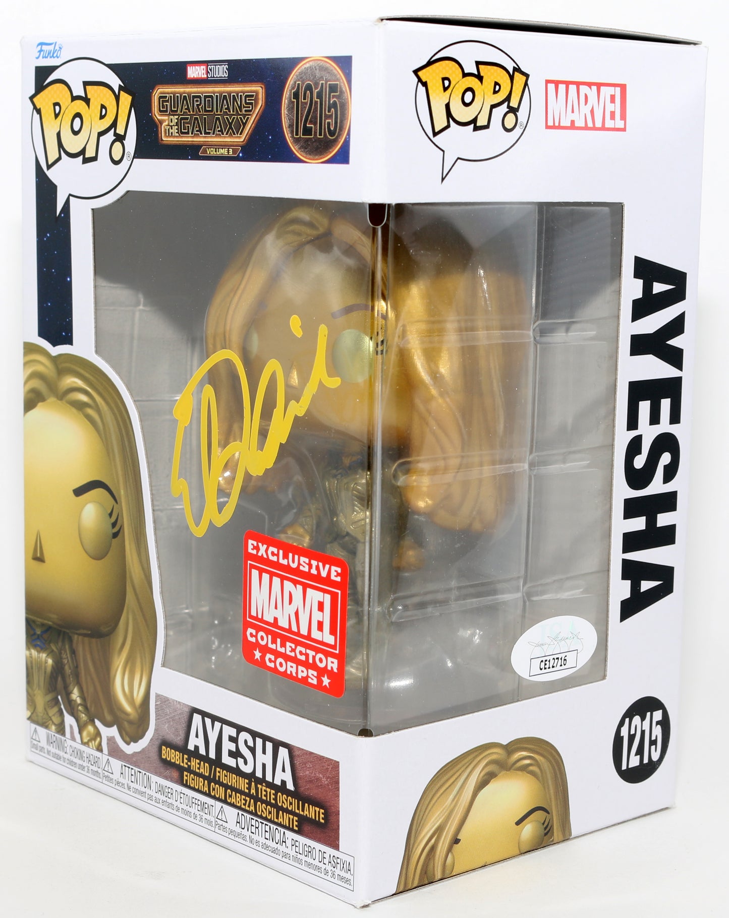 
                  
                    Elizabeth Debicki as Ayesha in Guardians of the Galaxy Vol. 3 Marvel Collector Corps Exclusive (JSA) Signed Funko POP! #1215
                  
                