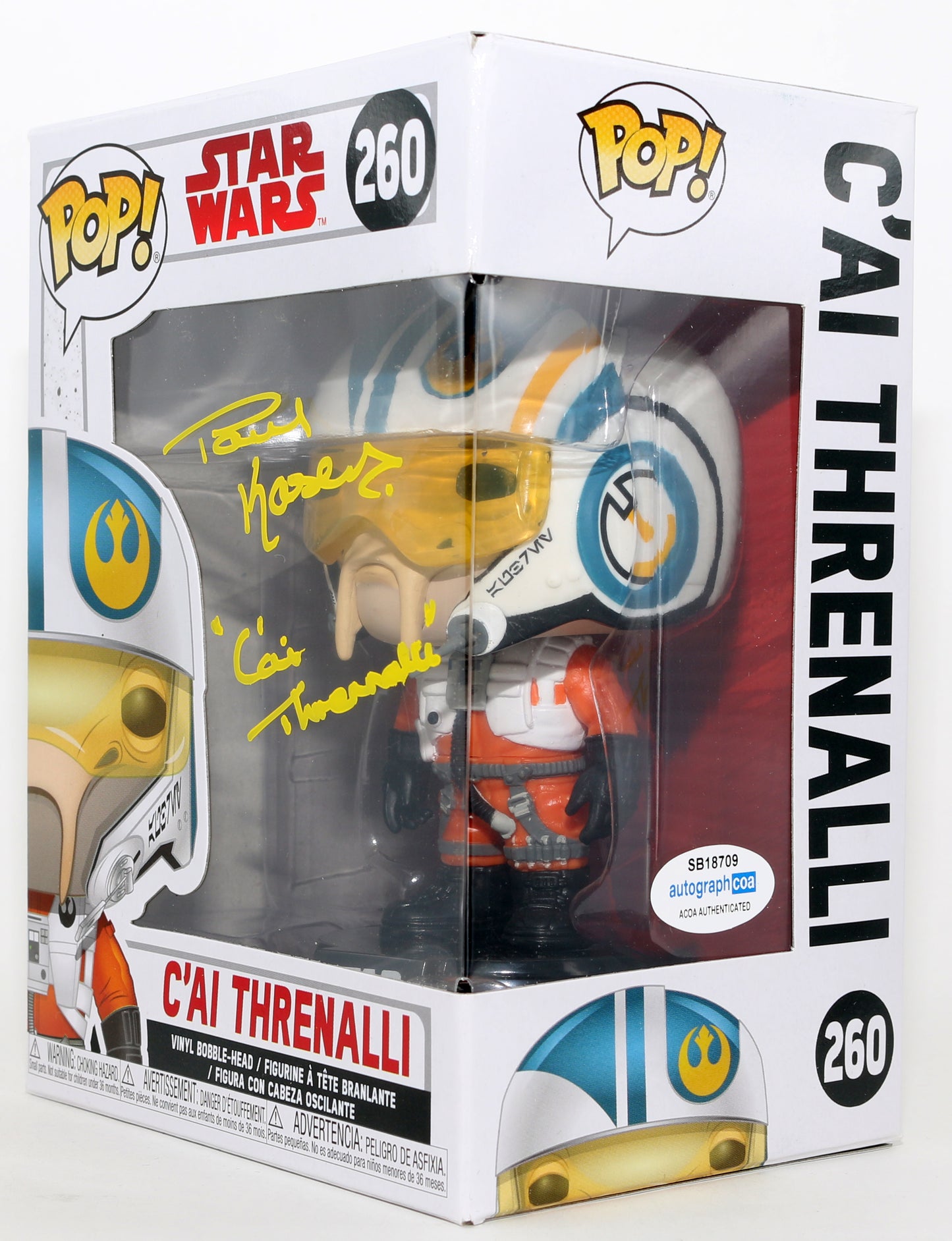 
                  
                    Paul Kasey as C'ai Threnalli in Star Wars: The Last Jedi Signed Funko POP! #260 with Character Name
                  
                