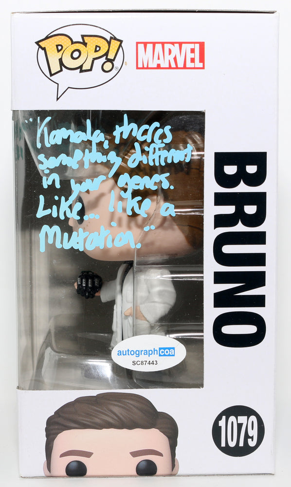 
                  
                    Matt Lintz as Bruno Carrelli in Ms. Marvel Signed Funko POP! #1079 with Character Name & Quote
                  
                