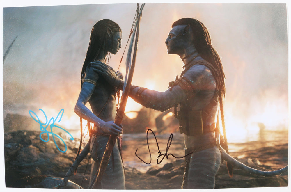 Zoe Saldana as Neytiri & Sam Worthington as Jake Sully in James Cameron's Avatar Signed 11x17 Photo