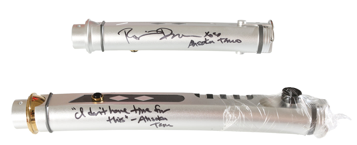 
                  
                    Ahsoka from Star Wars: Ahsoka Prop Replica Lightsaber by Argo Sabers Signed by Rosario Dawson with Character Name & Quote
                  
                