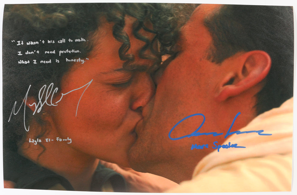Oscar Isaac as Marc Spector / Moon Knight & May Calamawy as Layla El-Faouly / Scarlet Scarab in Moon Knight Signed 11x17 Photo with Character Names & Quote