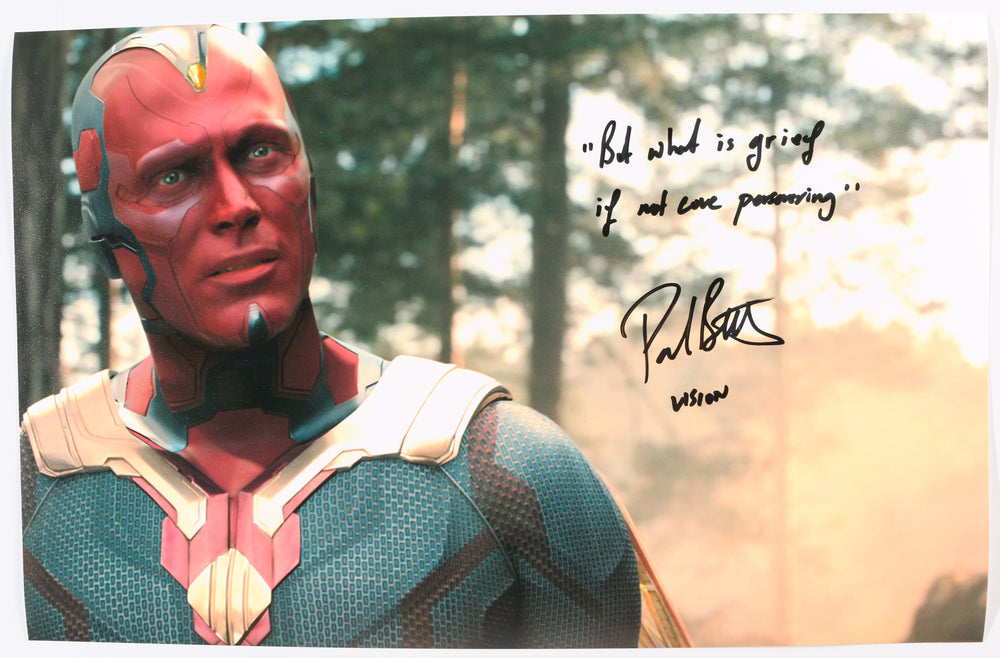 Paul Bettany as Vision in WandaVision Signed 11x17 Photo with Character Name & Quote