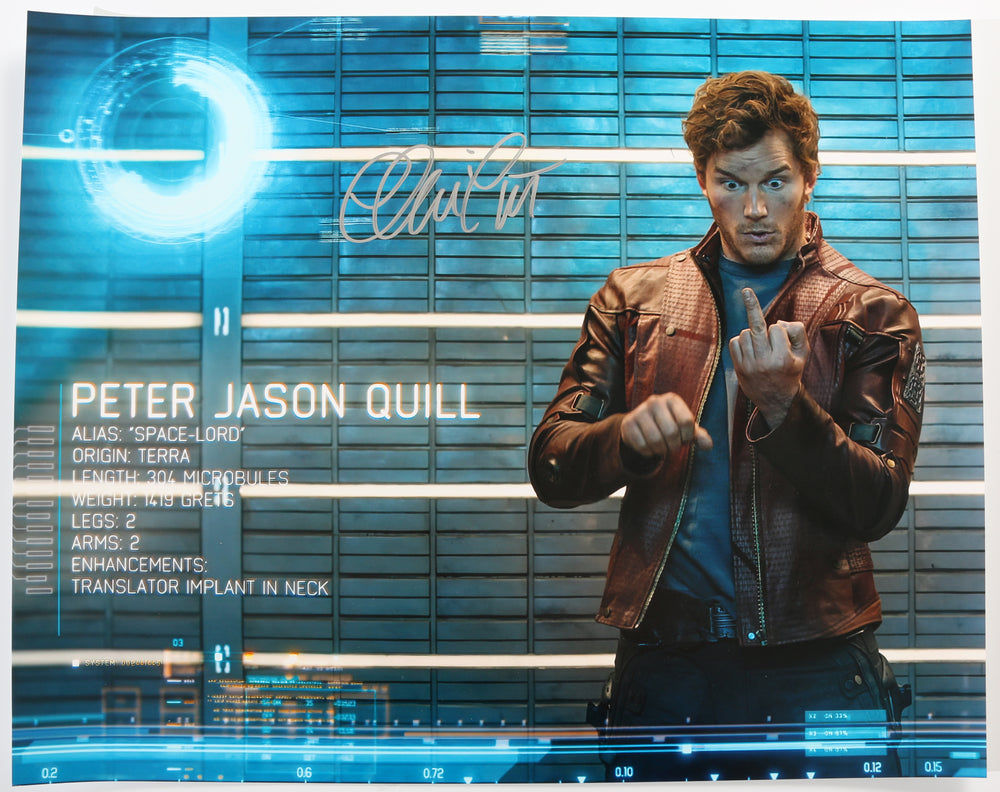 Chris Pratt as Peter Quill / Star-Lord in Guardians of the Galaxy Signed 16x20 Photo