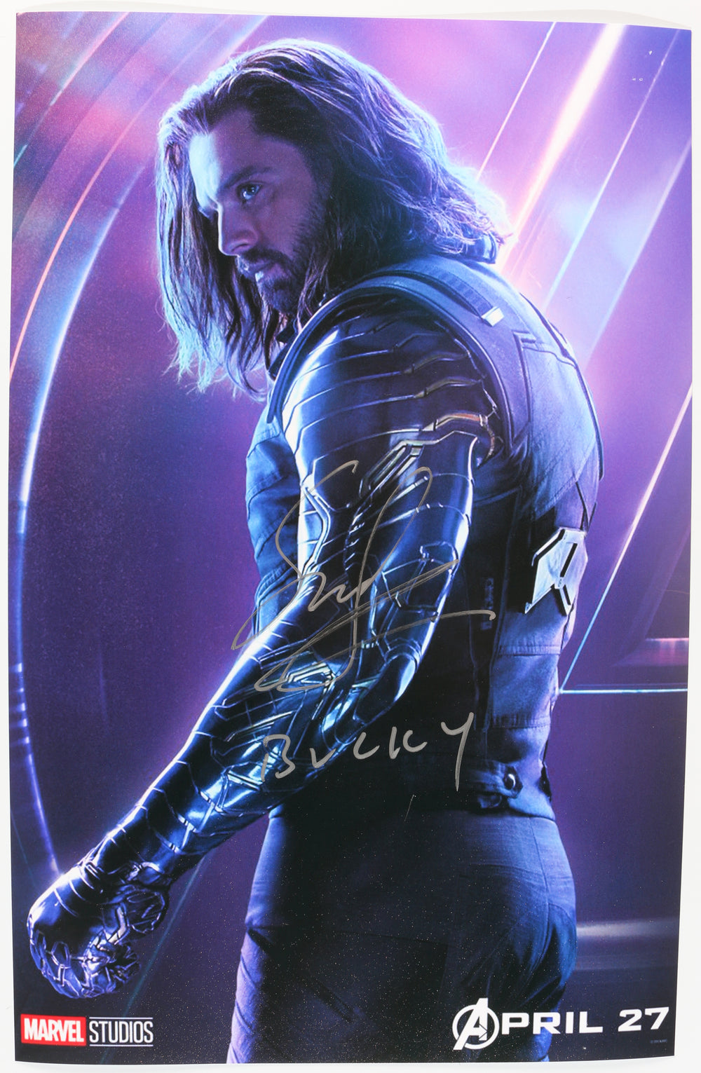 Sebastian Stan as Bucky Barnes in Avengers: Infinity War Signed 11x17 Mini Poster with Character Name
