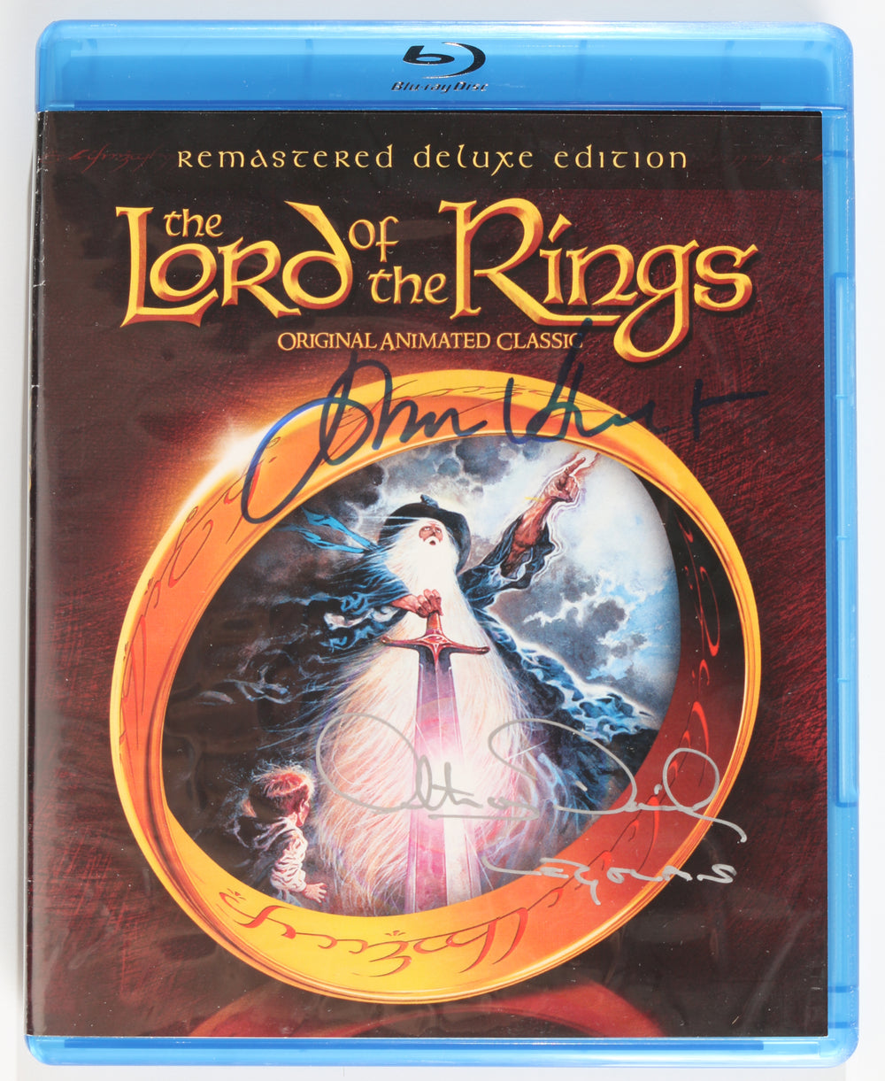 John Hurt as Aragorn & Anthony Daniels as Legolas in The Lord of the Rings 1978 Animated Film Signed Blu-ray Cover