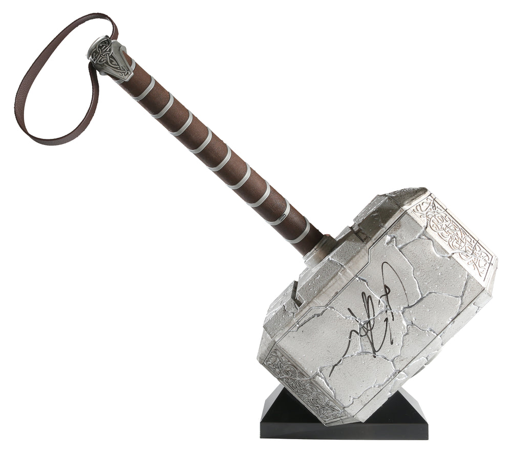 Marvel Legends Mighty Thor Mjolnir Prop Replica Hasbro Legends Series Electronic Cracked Hammer from Thor: Love & Thunder Signed by Chris Hemsworth