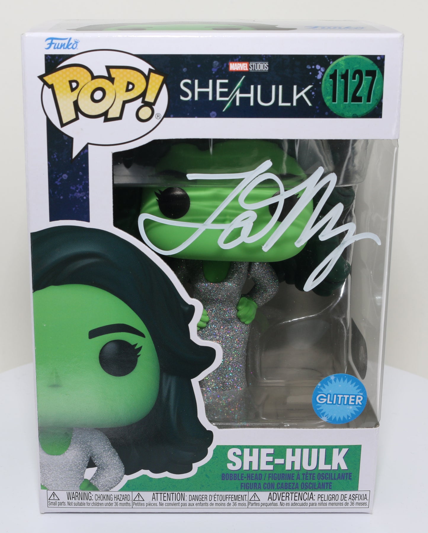 
                  
                    Tatiana Maslany as She-Hulk in She-Hulk Glitter Edition (SWAU) Signed Funko POP!  #1127
                  
                
