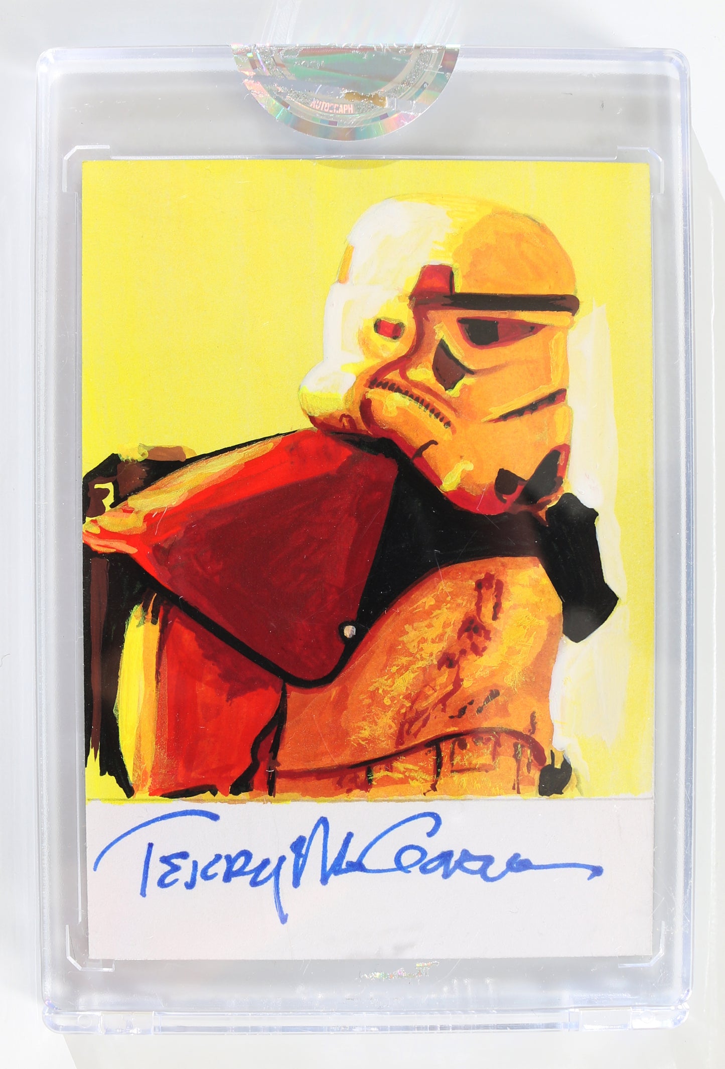 
                  
                    Terry McGovern as Stormtrooper in Star Wars: A New Hope (Encapsulated) Signed SWAU Artist Series Trading Card
                  
                