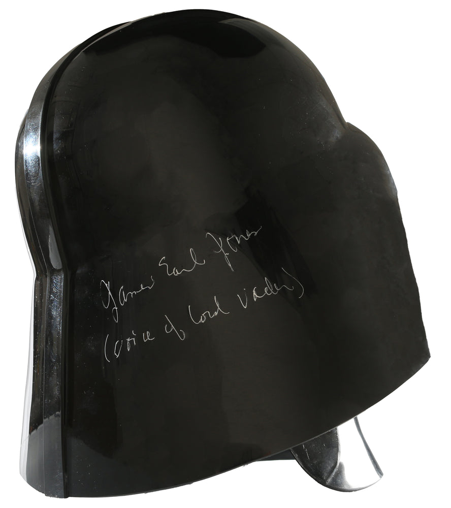 
                  
                    Darth Vader from Star Wars Full Size Prop Replica Helmet Signed by James Earl Jones with Rare 'Voice of Lord Vader' Character Name & MTFBWY Quote + Letter of Provenance Signed by JEJ
                  
                