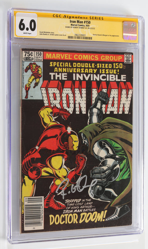 
                  
                    Iron Man #150 - Signed by Iron Man and Doctor Doom Actor: Robert Downey Jr. (CGC Signature Series 6.0) 1981
                  
                