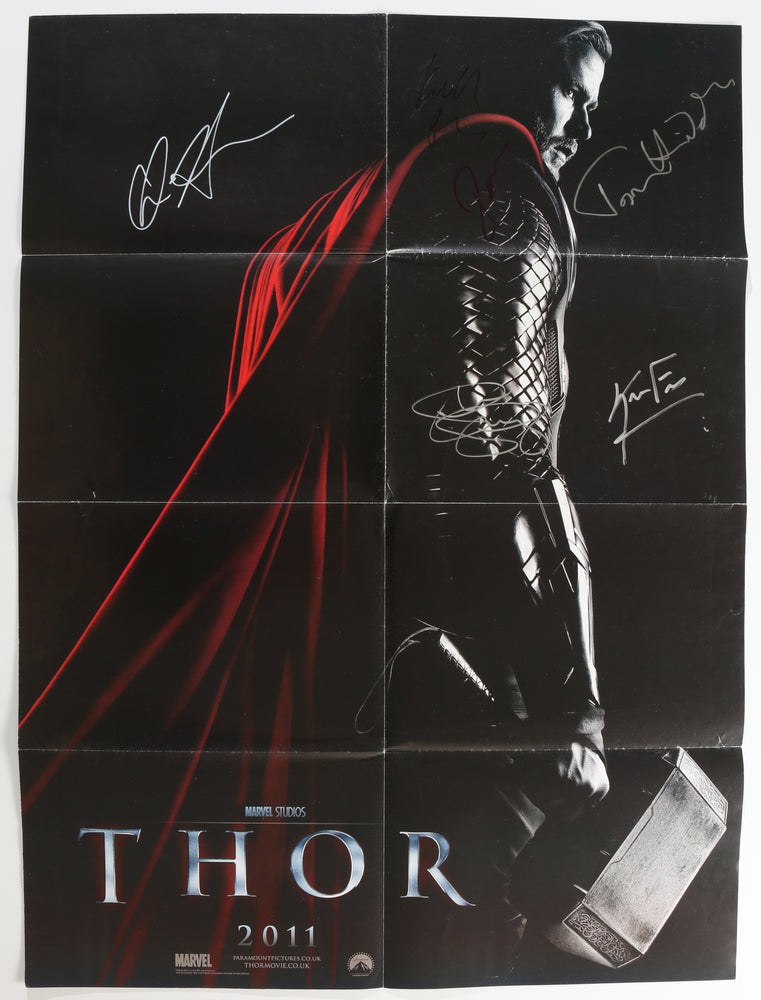
                  
                    Thor 22x30 Folded Poster Cast Signed by Chris Hemsworth, Tom Hiddleston, Idris Elba, Kenneth Branagh, Stellan Skarsgard, & Kevin Feige
                  
                