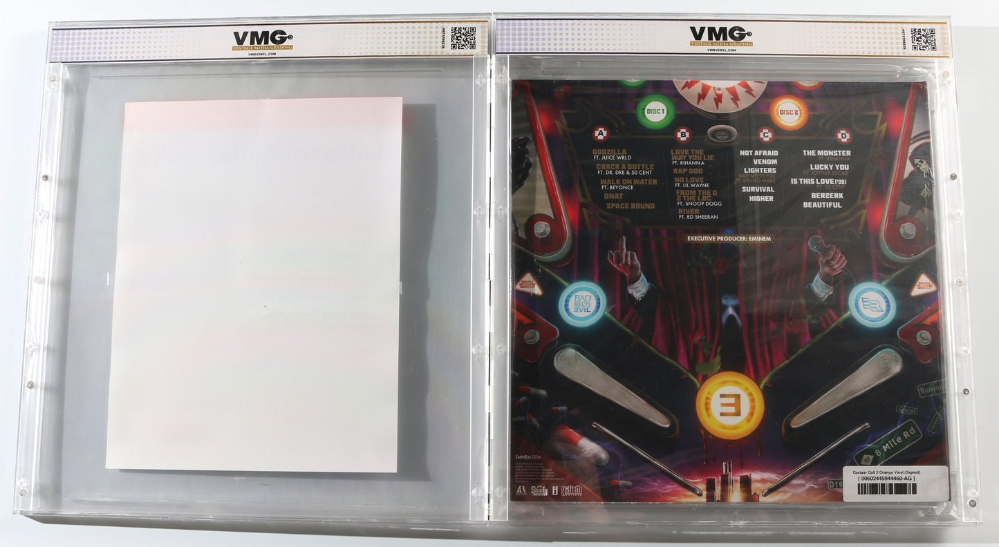 
                  
                    Curtain Call 2 12" Orange Fluorescent [Sealed] Vinyl Record (SWAU / PSA / VMG Encapsulated 8.5) Signed by Eminem
                  
                