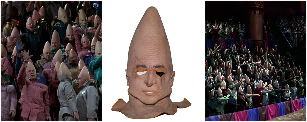 
                  
                    Coneheads Remulakian Citizen Background Character Production Worn Mask Movie Prop - 1993
                  
                