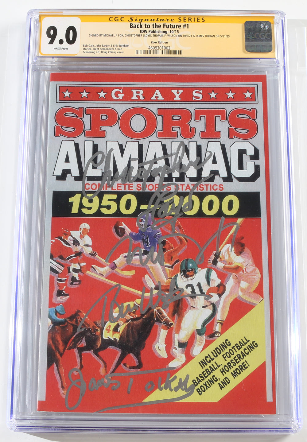 Back to the Future #1 - Signed by Michael J. Fox, Christopher Lloyd, Tom Wilson, & James Tolkan (CGC Signature Series 9.0) 2015