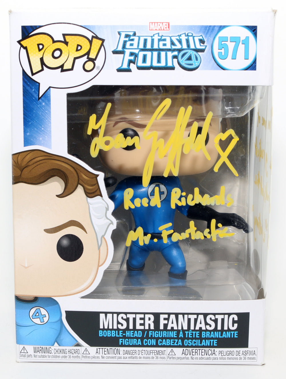 Ioan Gruffudd as Reed Richards / Mr. Fantastic in Fantastic Four (JSA) Signed Funko POP! #571 with Character Name & Quote
