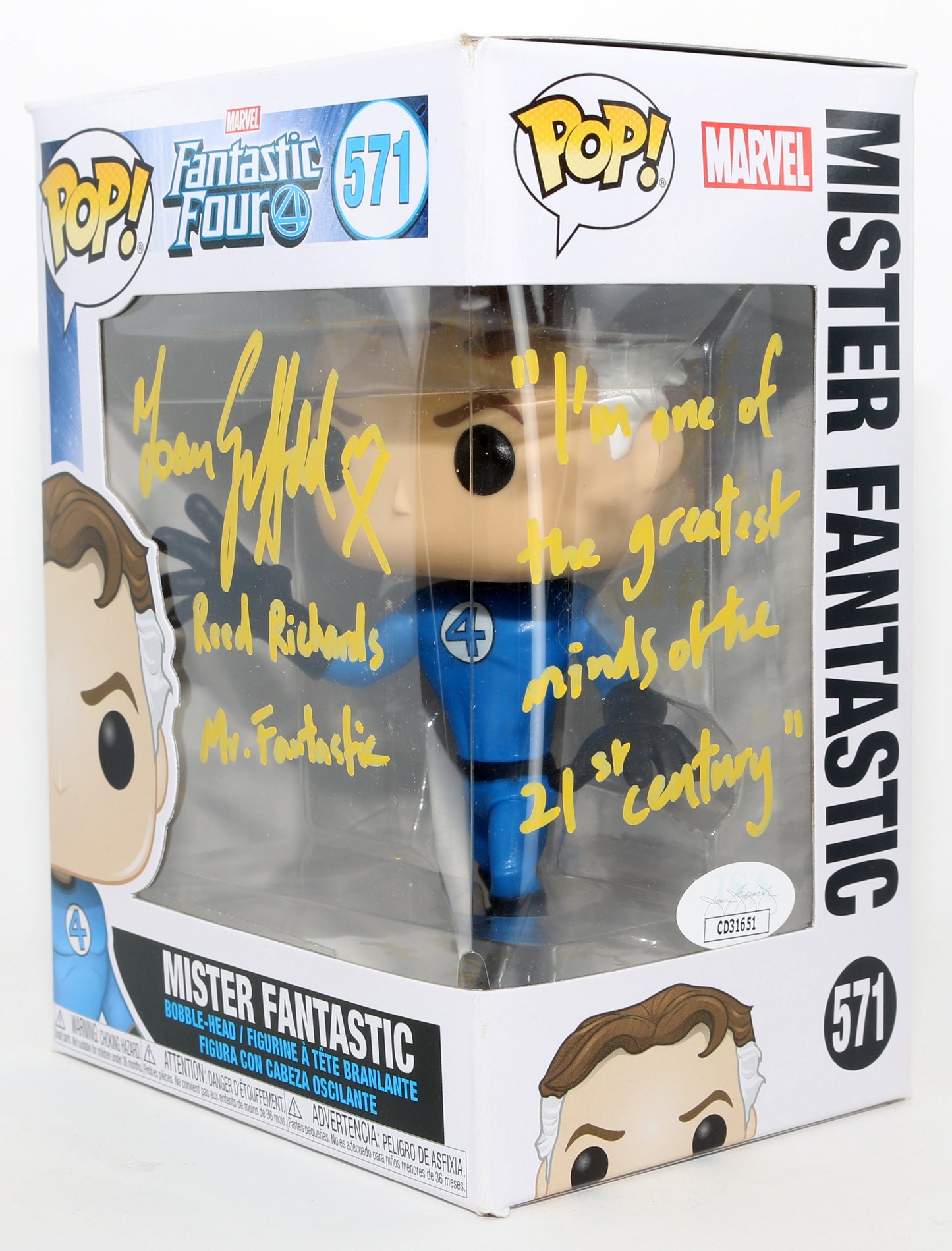 
                  
                    Ioan Gruffudd as Reed Richards / Mr. Fantastic in Fantastic Four (JSA) Signed Funko POP! #571 with Character Name & Quote
                  
                
