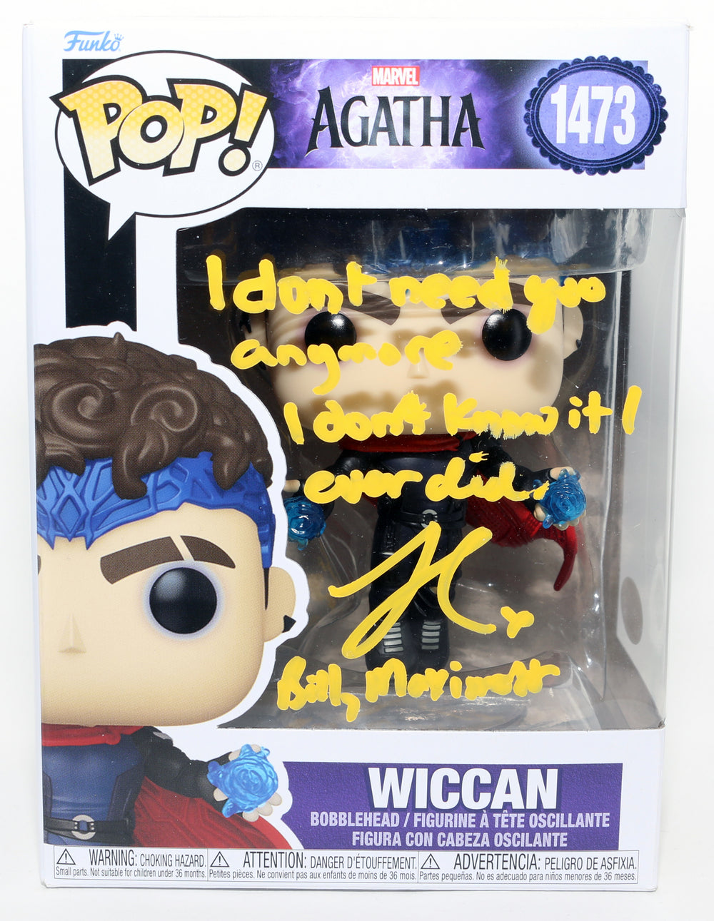 Joe Locke as Wiccan in Agatha All Along (JSA) Signed Funko POP! #1473 with Character Names & Quote