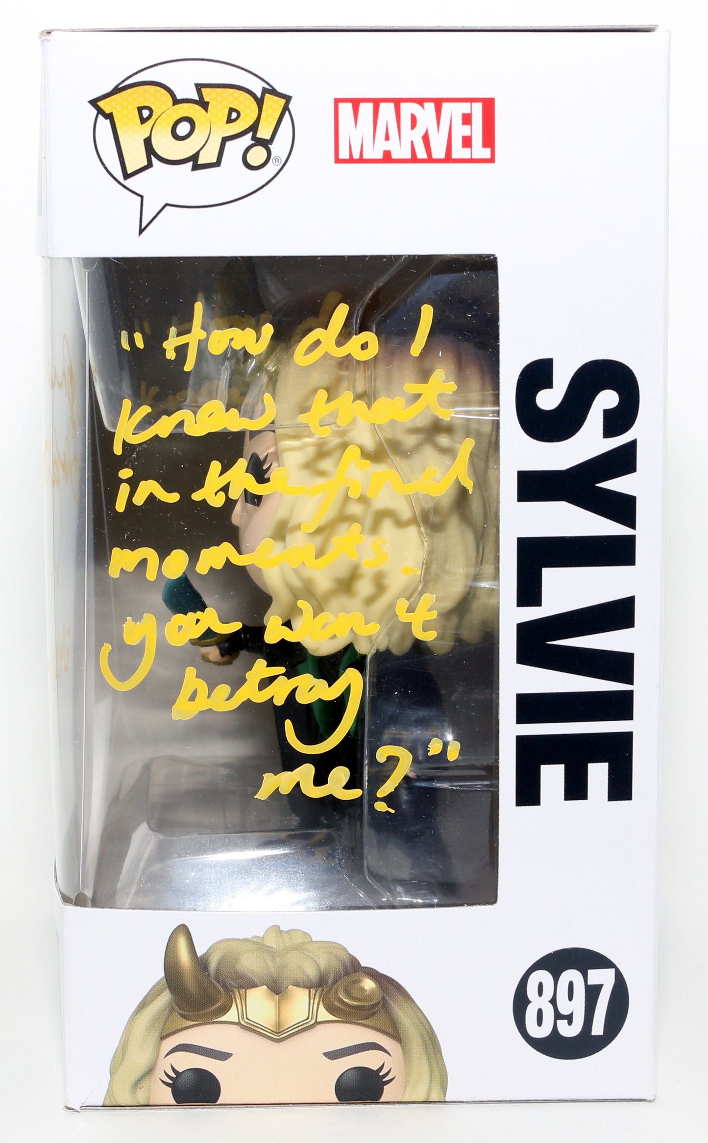 
                  
                    Sophia Di Martino as Sylvie in Loki Signed Funko POP! #897 with Character Name & Quote
                  
                