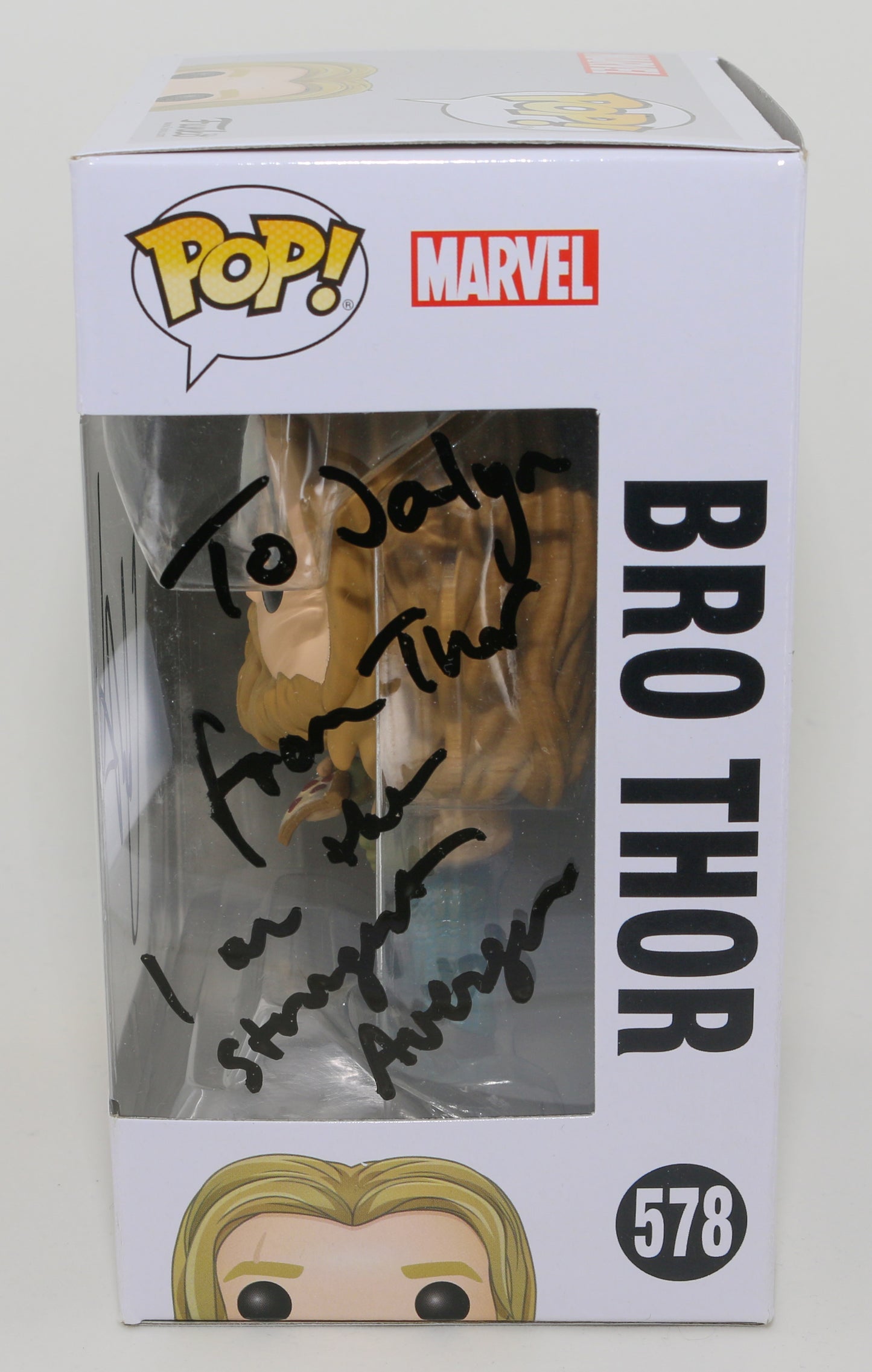 
                  
                    Chris Hemsworth as Bro Thor in Avengers: Endgame (SWAU) Signed Funko POP! #578 with Character Name and Quote
                  
                