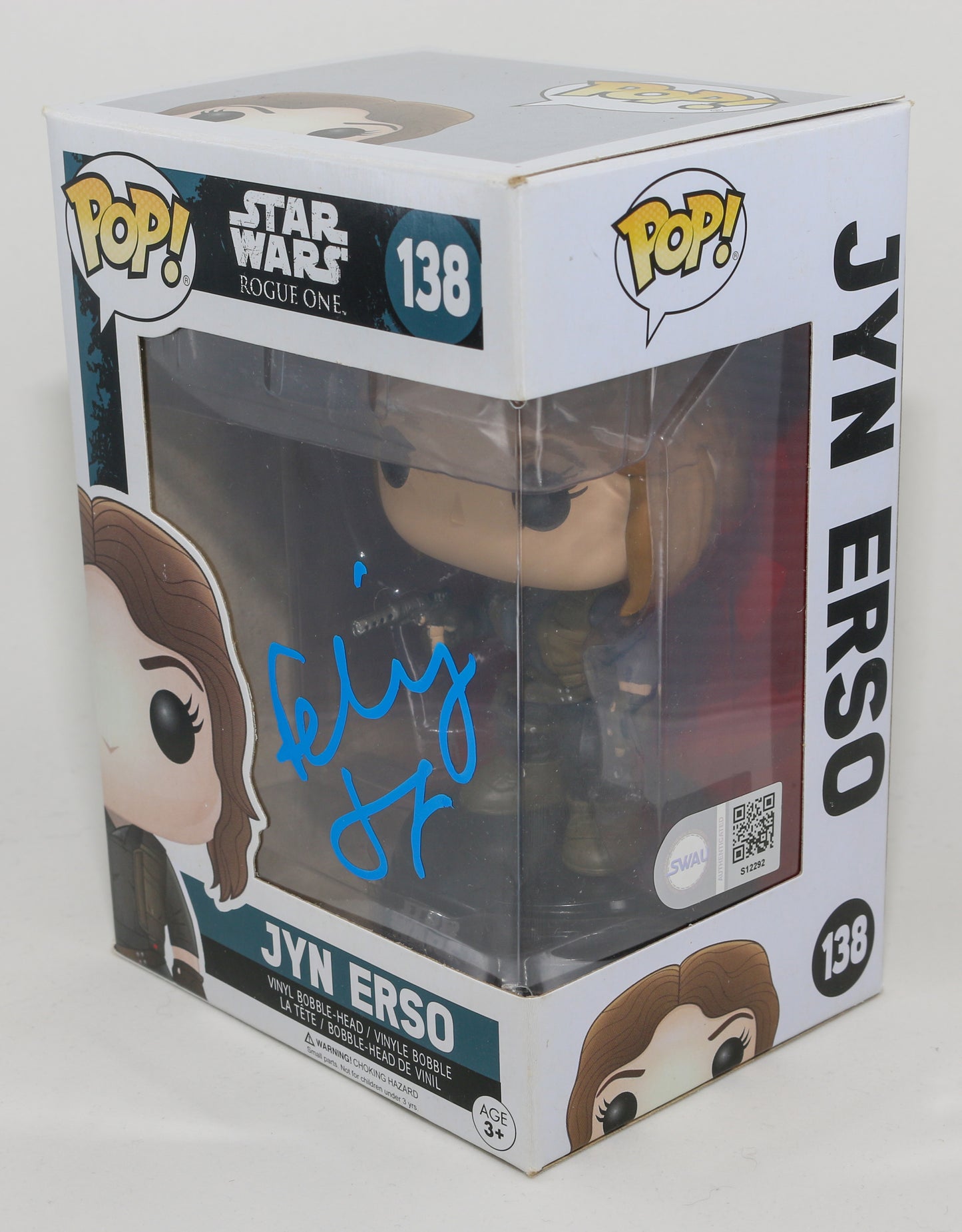 
                  
                    Felicity Jones as Jyn Erso in Rogue One: A Star Wars Story (SWAU) Signed Funko POP! #138
                  
                