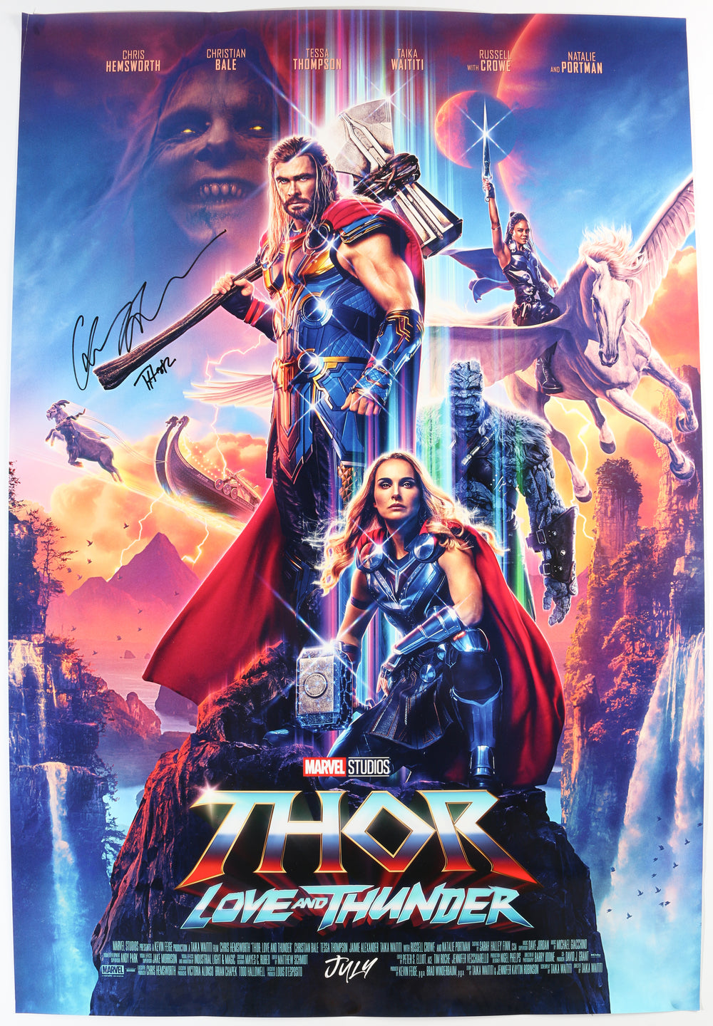 Chris Hemsworth as Thor in Thor: Love & Thunder Signed 27x40 Poster with Character Name
