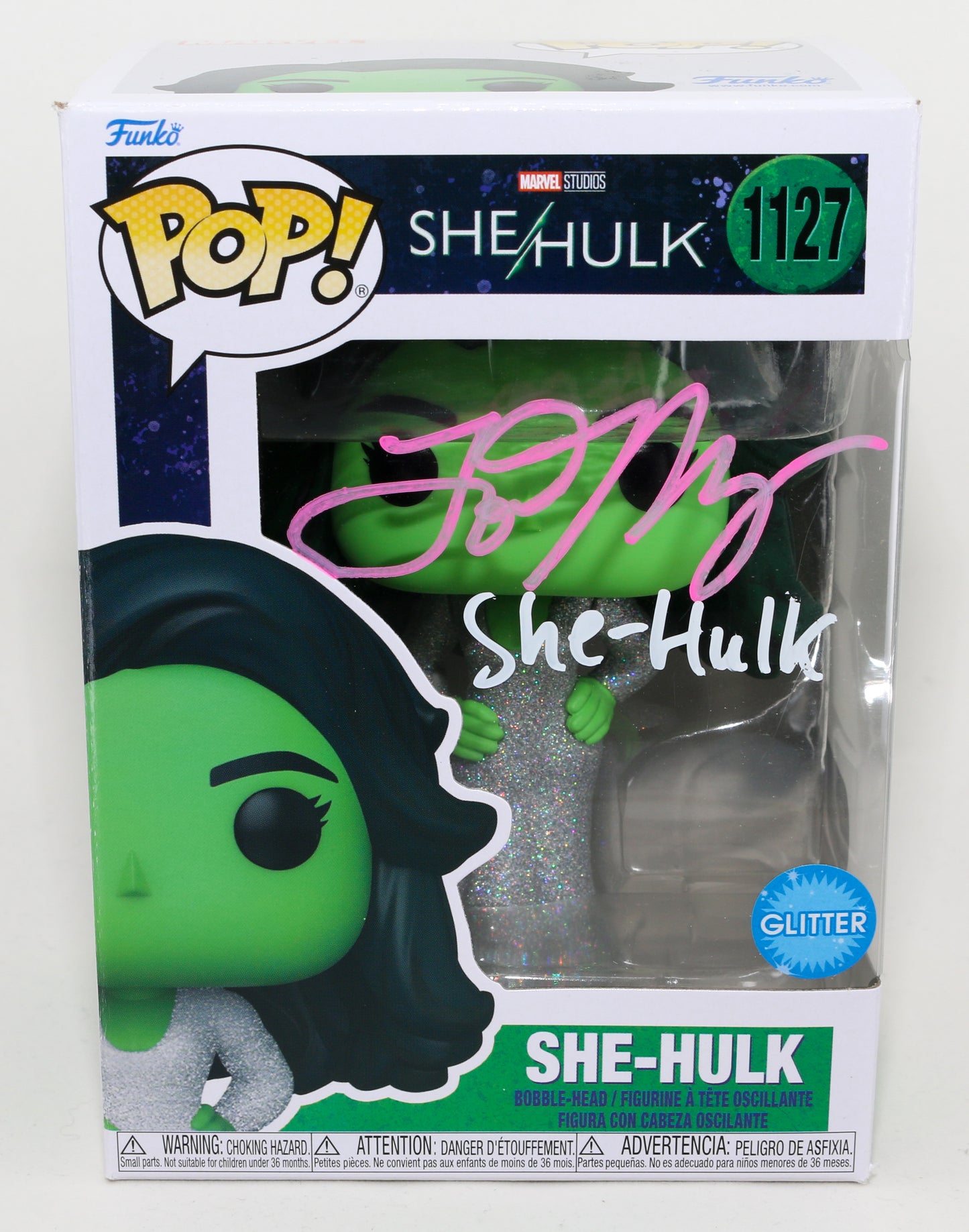 
                  
                    Tatiana Maslany as She-Hulk in She-Hulk Glitter Edition (SWAU) Signed Funko POP! #1127 with Character Name
                  
                