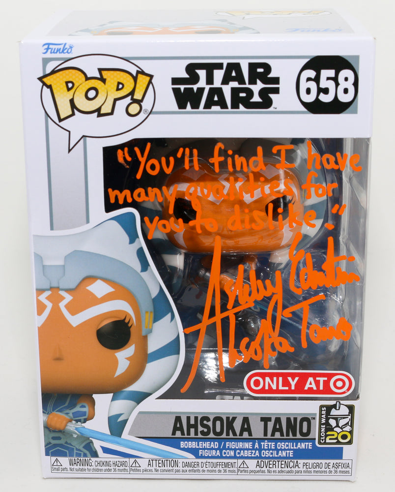 
                  
                    Ashley Eckstein as Ahsoka Tano in Star Wars: The Clone Wars Target Exclusive (JSA) Signed Funko POP! #658
                  
                