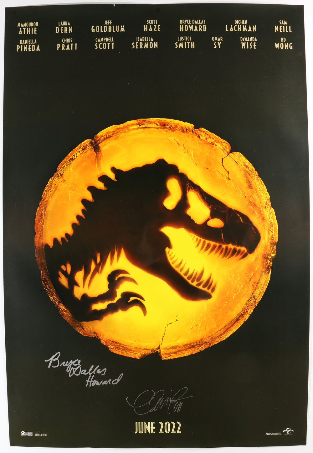 Bryce Dallas Howard as Claire Dearing & Chris Pratt as Owen Grady in Jurassic World Signed 27x40 Poster