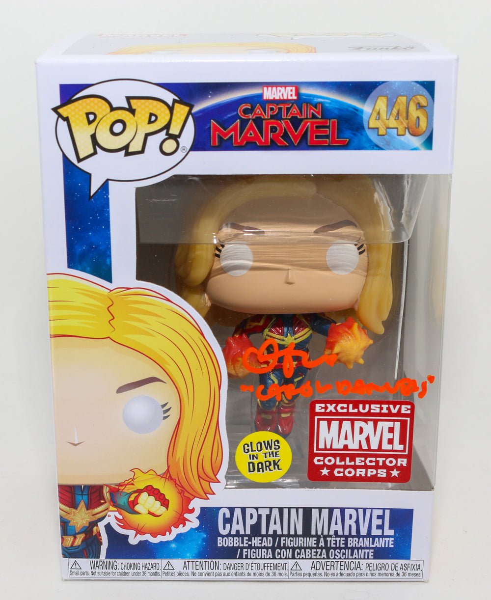 Brie Larson as Captain Marvel in Captain Marvel GITD Version (Beckett) Signed Funko POP! #446